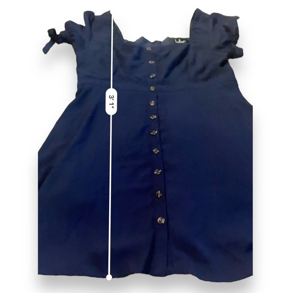 Lulus Chances Are Navy Blue Short Sleeve Button-Front Skater Dress Sz XL - Picture 12 of 12